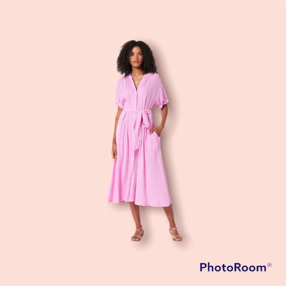 Xirena CATE DRESS, PRETTY PINK Extra small Chelsea Gauze button down
